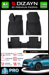 S-Dizayn Peugeot 3008 3 Elektrikli 3D Pro Havuzlu Paspas 2024 Üzeri A+ Kalite