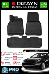S-Dizayn Tesla Model Y 3D Pro Havuzlu Paspas 2020-2025 A+ Kalite