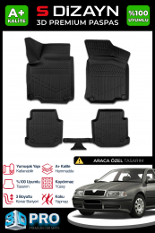 S-Dizayn Skoda Octavia 3D Pro Havuzlu Paspas 1999-2006 A+ Kalite