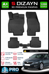 S-Dizayn Skoda Octavia 3D Pro Havuzlu Paspas 2013-2017 A+ Kalite