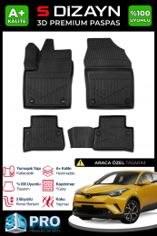 S-Dizayn Toyota C-HR 3D Pro Havuzlu Paspas 2016-2023 A+ Kalite