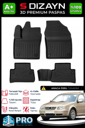 S-Dizayn VW Bora 3D Pro Havuzlu Paspas 1999-2006 A+ Kalite