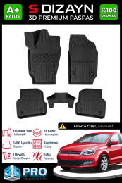 S-Dizayn VW Polo 5 3D Pro Havuzlu Paspas 2009-2017 A+ Kalite
