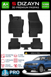 S-Dizayn VW Tiguan 3D Pro Havuzlu Paspas 2016-2023 A+ Kalite