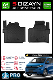 S-Dizayn VW Transporter T7 Panelvan 3D Pro Havuzlu Paspas Ön 2'Li 2024 Üzeri A+ Kalite