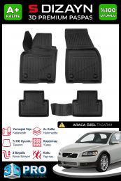 S-Dizayn Volvo C30 3D Pro Havuzlu Paspas 2006-2013 A+ Kalite