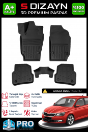 S-Dizayn Skoda Fabıa 3D Pro Havuzlu Paspas 2014-2020 A+ Kalite