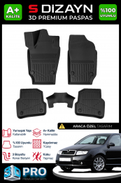 S-Dizayn Skoda Fabıa 3D Pro Havuzlu Paspas 1999-2007 A+ Kalite