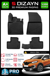 S-Dizayn Renault Captur 3D Pro Havuzlu Paspas 2019 Üzeri A+ Kalite