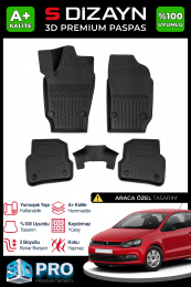 S-Dizayn VW Polo 4 3D Pro Havuzlu Paspas 2002-2009 A+ Kalite