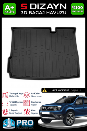 S-Dizayn Dacia Duster 4X2 3D Pro Bagaj Havuzu 2018-2022 A+ Kalite