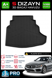 S-Dizayn Mercedes C200 W205 3D Pro Plastik Setli Bagaj Havuzu 2014-2021 A+ Kalite