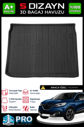 S-Dizayn Renault Kadjar 3D Pro Bagaj Havuzu 2015 Üzeri A+ Kalite