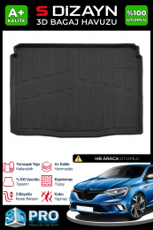 S-Dizayn Renault Megane 4 HB 3D Pro Bagaj Havuzu 2016 Üzeri A+ Kalite
