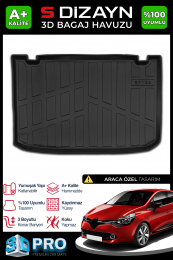 S-Dizayn Renault Clio 4 3D Pro Bagaj Havuzu 2012-2019 A+ Kalite