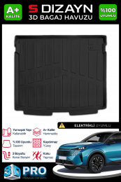 S-Dizayn Peugeot 3008 Elektrikli 3D Pro Bagaj Havuzu 2024 Üzeri A+ Kalite