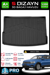 S-Dizayn VW Tiguan 3D Pro Bagaj Havuzu 2016-2023 A+ Kalite