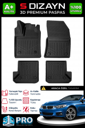 S-Dizayn Bmw 4 Serisi F33 Cabrio 3D Pro Havuzlu Paspas 2013-2020 A+ Kalite