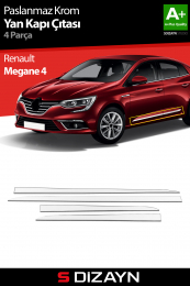 S-Dizayn Renault Megane 4 Krom Yan Kapı Çıtası 4 Prç 2016 Üzeri A+ Kalite