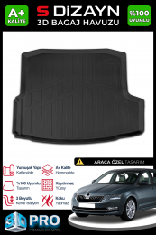 S-Dizayn Skoda Octavia 3D Pro Bagaj Havuzu 2013-2020 A+ Kalite