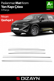S-Dizayn Nissan Qashqai Krom Yan Kapı Çıtası 4 Prç 2021 Üzeri (Mat Krom)