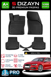 S-Dizayn Audi A3 3D Pro Havuzlu Paspas 2013-2020 A+ Kalite