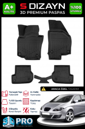S-Dizayn Seat Toledo 3D Pro Havuzlu Paspas 2005-2012 A+ Kalite