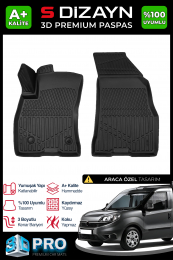 S-Dizayn Fiat Pratico Panelvan 3D Pro Havuzlu Paspas Ön 2'Li 2010 Üzeri A+ Kalite