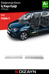 S-Dizayn Fiat Doblo Krom İç Kapı Eşiği 2 Prç 2023 Üzeri A+ Kalite