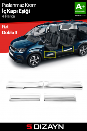 S-Dizayn Fiat Doblo Krom İç Kapı Eşiği 4 Prç 2023 Üzeri A+ Kalite