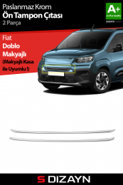 S-Dizayn Fiat Doblo Krom Ön Tampon Çıtası 2 Prç 2023 Üzeri A+ Kalite