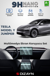 S-Dizayn Tesla Model Y Juniper Ön ve Arka Ekran Koruyucu Seti (PARLAK) 2025 Üzeri A+ Kalite