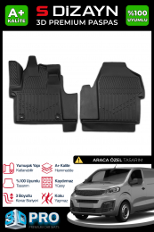 S-Dizayn Fiat Scudo Panelvan 3D Pro Havuzlu Paspas Ön 2'Li 2022 Üzeri A+ Kalite