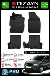 S-Dizayn Dacia Sandero 3D Pro Havuzlu Paspas 2008-2019 A+ Kalite