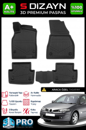S-Dizayn Renault Megane 2 3D Pro Havuzlu Paspas 2002-2009 A+ Kalite