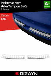 S-Dizayn Citroen C4X Krom Arka Tampon Eşiği 2 Prç. 2022 Üzeri A+ Kalite