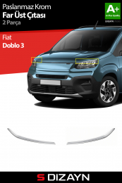S-Dizayn Fiat Doblo 3 Krom Far Üst Çıtası 2 Prç. 2023 Üzeri A+ Kalite