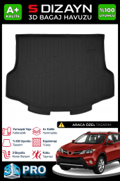S-Dizayn Toyota Rav4 3D Pro Bagaj Havuzu 2013-2017 A+ Kalite