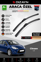S-Dizayn Citroen C3 Ön Cam Silecek Seti 2009-2016 Premium Araca Özel 65-40 Cm  A+ Kalite