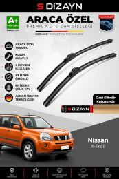 S-Dizayn Nissan X-Trail Ön Cam Silecek Seti 2007-2014 Premium Araca Özel 60-40 Cm  A+ Kalite