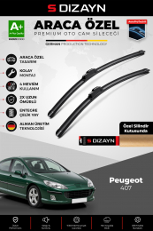 S-Dizayn Peugeot 407 Ön Cam Silecek Seti 2004-2011 Premium Araca Özel 70-70 Cm  A+ Kalite