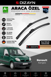 S-Dizayn Renault Kangoo Ön Cam Silecek Seti 1997-2007 Premium Araca Özel 50-50 Cm  A+ Kalite
