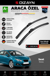 S-Dizayn Seat Ibiza Ön Cam Silecek Seti 2008-2012 Premium Araca Özel 60-40 Cm  A+ Kalite