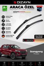 S-Dizayn Ssangyong Musso Ön Cam Silecek Seti 2019 Üzeri Premium Araca Özel 65-50 Cm  A+ Kalite