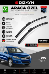 S-Dizayn VW Tiguan Ön Cam Silecek Seti 2007-2016 Premium Araca Özel 60-50 Cm  A+ Kalite