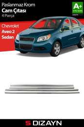S-Dizayn Chevrolet Aveo 2 SD Krom Cam Çıtası 4 Prç. 2011-2020