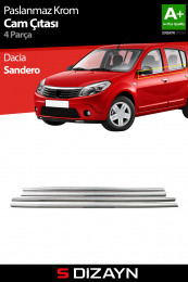 S-Dizayn Dacia Sandero Krom Cam Çıtası 4 Prç 2008-2013