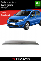 S-Dizayn Dacia Sandero 2 Krom Cam Çıtası 4 Prç 2013-2020