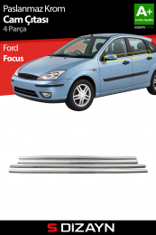 S-Dizayn Ford Focus 1 Krom Cam Çıtası 4 Prç 1998-2005