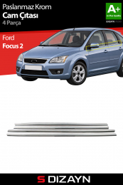 S-Dizayn Ford Focus 2 Krom Cam Çıtası 4 Prç 2005-2011